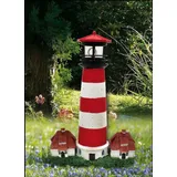 luna24 Solarleuchte, Solarlampe Leuchtturm rot WESTERHEVER, Gartenbeleuchtung, mit Dämmerungssensor, gigantische 40 cm hoch, wunderschöne Gartendeko.