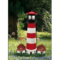 luna24 Solarleuchte, Solarlampe Leuchtturm rot WESTERHEVER, Gartenbeleuchtung, mit Dämmerungssensor, gigantische 40 cm hoch, wunderschöne Gartendeko.