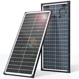 Bifaziales Solarpanel 100W, Bifazial Glas Photovoltaik Modul, Doppelseitiges Solarmodul für 12V Batterien, Black N-Type Monokristalline Solarmodule für Wohnmobil, Gartenhäuser, Boote, Off Grid Systeme