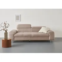 COTTA 3-Sitzer Chef, Big-Sofa mit Kopfteilverstellung, edle Metallkufen braun 227 cm x 92 cm x 105 cm