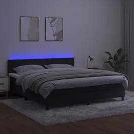 vidaXL Boxspringbett mit Matratze & LED Schwarz 180x200 cm Samt