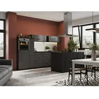 Respekta Premium Inselküche RP310IEGCBO  (Breite: 310 cm, Grau, Mit Elektrogeräten)