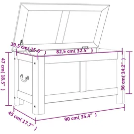 vidaXL Truhe mit Deckel Braun und Weiß Massivholz Akazie