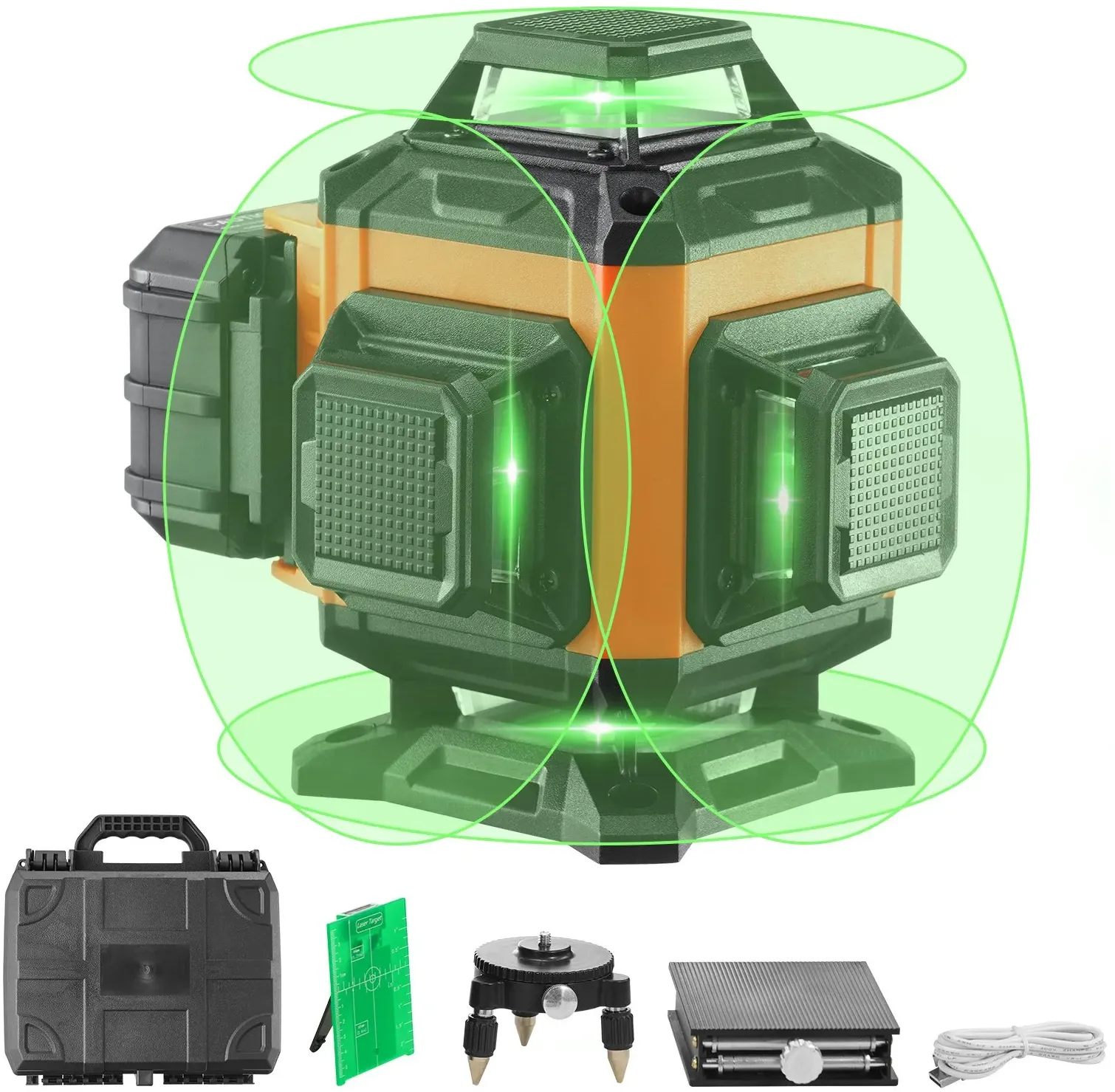 VEVOR Kreuzlinienlaser 30m Lasernivellier Selbstnivellierend Linienlaser 520nm±10nm Laserwellenlänge Baulaser ±0,28cm bei 10m Kreuzlaser ±3° Staub- & Wasserdicht inkl. Lithiumbatterie Typ-C-Leitung