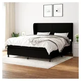 Lattenrost mit Matratze, Schwarz, 160 x 200 cm, Stoff, Plattformbett, mit Lattenhalter, einfache Montage, für Schlafzimmer, Erwachsene