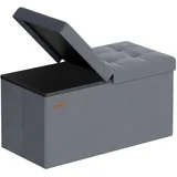 Songmics Sitzbank Truhenbank Samt Schiefergrau 38 x 76 x 38 cm