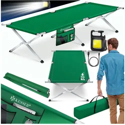 KESSER® Campingbett Klappbett Inkl.Tragetasche und Seitentasche Stabiles Feldbett 150 kg Belastbar Metallrohr 600D Oxfordgewebe Tragbar Liege Reise Bequem