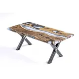 Küchentisch Esstisch Epoxidharz Esszimmertisch Tisch 160 cm Holz Braun - Braun