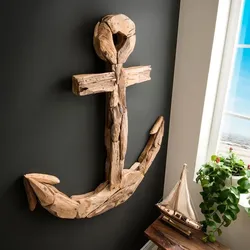 Wanddeko Anker Holz Braun Teak