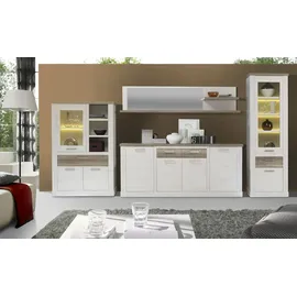 Möbel Kraft Sideboard 213 x 90 x 41 cm Holzfarben / Weiß / Mehrfarbig