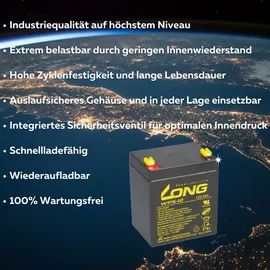 KungLong Kung Long Blei Akku 12V 5Ah WP5-12 Faston 6,3 mm
