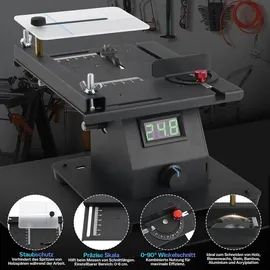 XIIW 4IN1 Mini Tischkreissäge mit Led-voltanzeige, 0-90° Verstellbarer Bandschleifer 10 Schleifbänder, 350W Doppelschleifmaschine, Multifunktionsgerät mit 7-stufig Geschwindigkeit