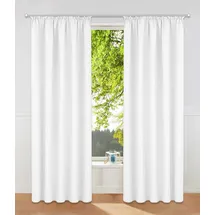 MY HOME »Raja, Gardinen mit Kräuselband, Vorhänge Wohnzimmer« Kräuselband 2 Stk. tlg. 2er-Set, Bestseller, einfarbig, modern, pflegeleicht, Mikrofaser, weiß