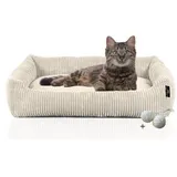 Rohrschneider Katzenbett mit Spielkugelset beige