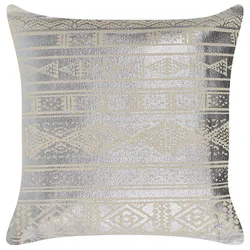 Dekokissen geometrisches Muster Baumwolle silber 50 x 50 cm OUJDA