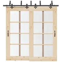 VidaXL Schiebetürbeschlag-Set 213,5 cm Stahl Schwarz