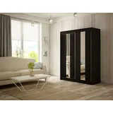 altdecor Kleiderschrank, Schwarz, Holzwerkstoff, 150x215x61 cm, Schlafzimmer, Kleiderschränke