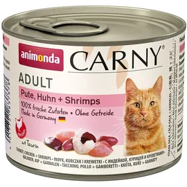Animonda Carny Adult 200g Dose Katzennassfutter 6 x 200 Gramm Pute, Huhn + Shrimps
