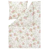 Estella Bettwäsche Jersey Noelia 155x220 + Kissen 80x80 Floral magenta, Baumwolle, 2 teilig, Jersey bettwäsche 155x220 baumwolle sale warm baumwolle bettwäsche rosa