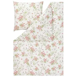 Estella Bettwäsche Jersey Noelia 155x220 + Kissen 80x80 Floral magenta, Baumwolle, 2 teilig, Jersey bettwäsche 155x220 baumwolle sale warm baumwolle bettwäsche rosa
