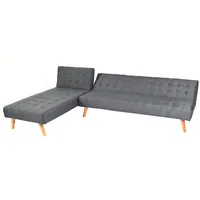 Mendler HWC-K38, Sofa Klappsofa, Liegefläche links/rechts, Stoff/Textil Massivholz MVG-zertifiziert 256cm ~ dunkelgrau