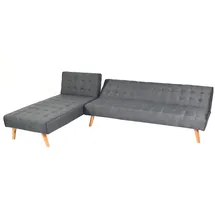 Mendler HWC-K38, Sofa Klappsofa, Liegefläche links/rechts, Stoff/Textil Massivholz MVG-zertifiziert 256cm ~ dunkelgrau