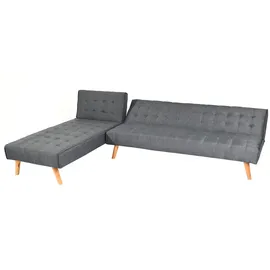 Mendler HWC-K38, Sofa Klappsofa, Liegefläche links/rechts, Stoff/Textil Massivholz MVG-zertifiziert 256cm ~ dunkelgrau