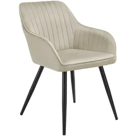 Tectake tectake® Esszimmerstuhl, gepolstert, in Samtoptik, gesteppt schlanke Stahlbeine, 58 x 62 x 82 cm