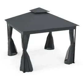 Blumfeldt Mondo Dual Pavillon 3 x 3 m inkl. Moskitonetz Silber