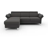 sit&more Ecksofa »Vincenzo L-Form«, inklusive Kopfteilverstellung, wahlweise mit Bettfunktion, Bettkasten, grau