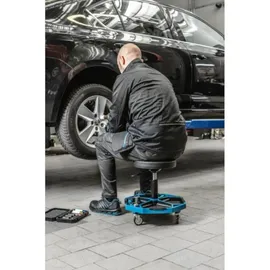 Högert Werkstatthocker Metall/ABS blau höhenverstellbar bis 140 kg mit Rollen
