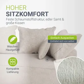 Juskys Eckcouch Samt 4-Sitzer Beige
