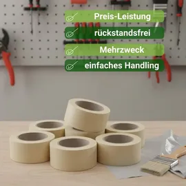 varivendo Klebeband Kreppklebeband 6 Rollen 50 mm x 50 m