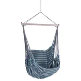 Chico Hängesessel 190 x 95 cm Synthetik grau-türkis (inkl. Drehwirbel, Karabiner und Kette)