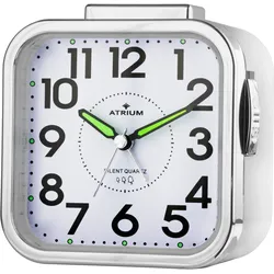 Quarzwecker ATRIUM "A530-0", silber (weiß, silberfarben), Wecker, Wecker, Schlafzimmer, schleichende Sekunden, ansteigender Alarm,Snooze
