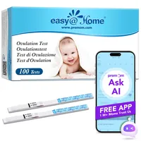 Easy@Home Ovulationstest 100 Teststreifen 25 mIU/ml Kinderwunsch Schnelltest Fruchtbarkeitstests für Eisprung – Unterstützt durch die Kostenlose Intelligent Premom Ovulation APP, 100 LH Tests