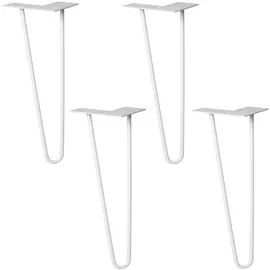 Wagner Möbelbeine Hairpin Legs Retro 4tlg. Set - 12 x 12 x 40 cm, Stahl hellgrau, Bein schräg&Anschraubplatte - 12824604