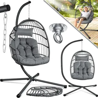 Kesser KESSER® Hängesessel Jungle mit Gestell Stahl Hängekorb Sessel Inkl. Großen Kissen + Decken Halterung - Hängeschaukel Hängesitz Indoor - Outdoor Schaukel Hängestuhl für Kinder und Erwachsene