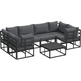 vidaXL Garten-Lounge-Set 7-tlg. schwarz