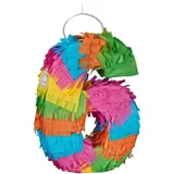 Relaxdays Mini Pinata Zahl 6 Grün,Orange,Pink