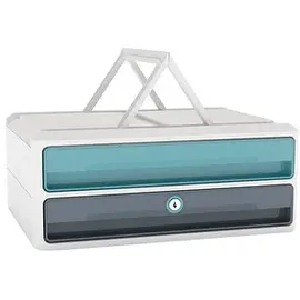 CEP Schubladenbox MoovUp mit Schloss mint, grau 1091112961, DIN A4 quer mit 2 Schubladen, 1 St.