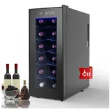 oyajia Weinkühlschrank Weinkühlschrank JC-33AW, für 12 Standardflaschen á 0,75l,Wein Flaschenkühlschrank Weintemperierschrank Weinschrank Kühlschrank schwarz