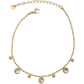 FIRETTI Fußkette mit Anhänger FIRETTI "Schmuck Geschenk Körperschmuck Kreise Kugeln", gold (gelbgoldfarben, kristallweiß, kristallweiß), Fußketten, Damen, Edelstahl, mit Zirkonia (synth.)
