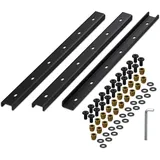 Relaxdays Gratleiste, 3er Set, Metallschiene 60 cm, Tischplatte stabilisieren, U-Profil mit Schrauben, Stahl, schwarz
