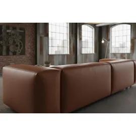 KAWOLA Sofa CELESTE 4-Sitzer Lederfaserstoff cognac