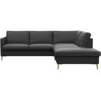 FLEXLUX Ecksofa »Fiore, L-Form, super bequem durch Kaltschaum im Sitz«, schmale Armlehnen, Füße Alu/Eiche, B/T 234/225 cm schwarz