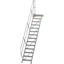 Günzburger MUNK Treppe mit Plattform 45° Stufenbreite 600 mm 14 Stufen Aluminium geriffelt