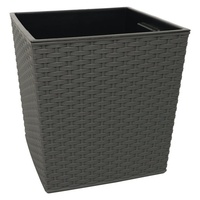 Heimwerkercenter Übertopf MePla - Quadratkübel Juka Rattan- wetterfestes Pflanzgefäß - UV-beständiger Blumenkübel - Pflanzentopf - Kübel - 19x19 - weiss schwarz 19 cm x 19 cm x 19 cm