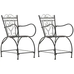 CLP 2er Set Stühle Sheela I Gartenstühle Aus Metall I Metallstuhl Mit Armlehnen Im Jugendstil