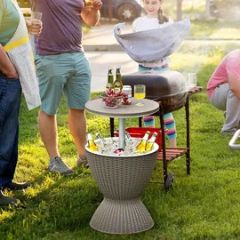 Costway Gartentisch 75 kg höhenverstellbar 30 L Braun